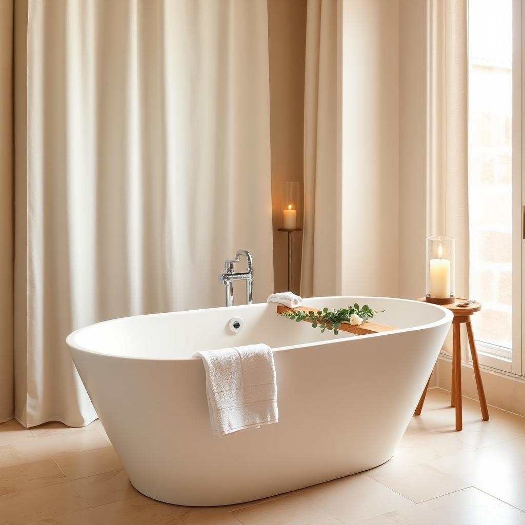 Salle de bain spa avec linge frais